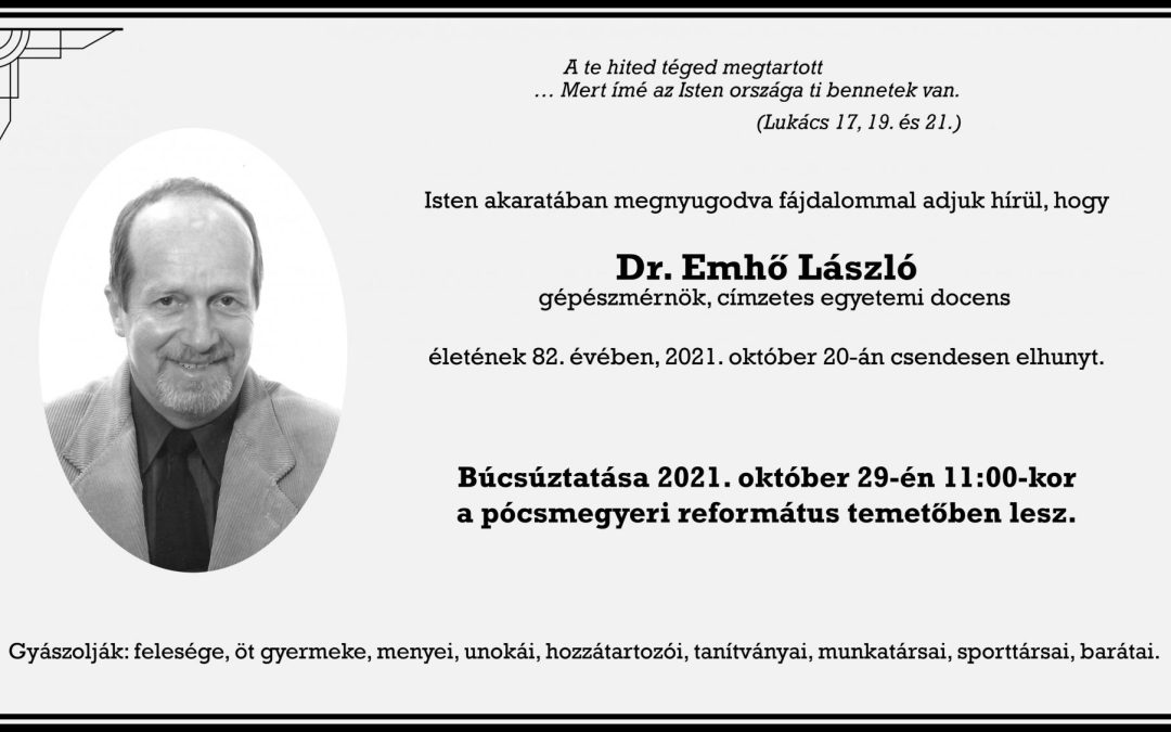 Elhunyt Dr. Emhő László